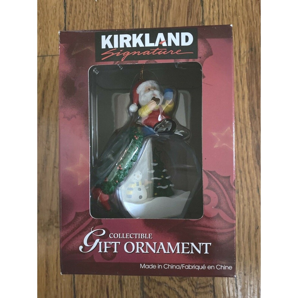 Kirkland Collectible Ornament Santa Sitting On Cookie Jar Snow Scene Christmas